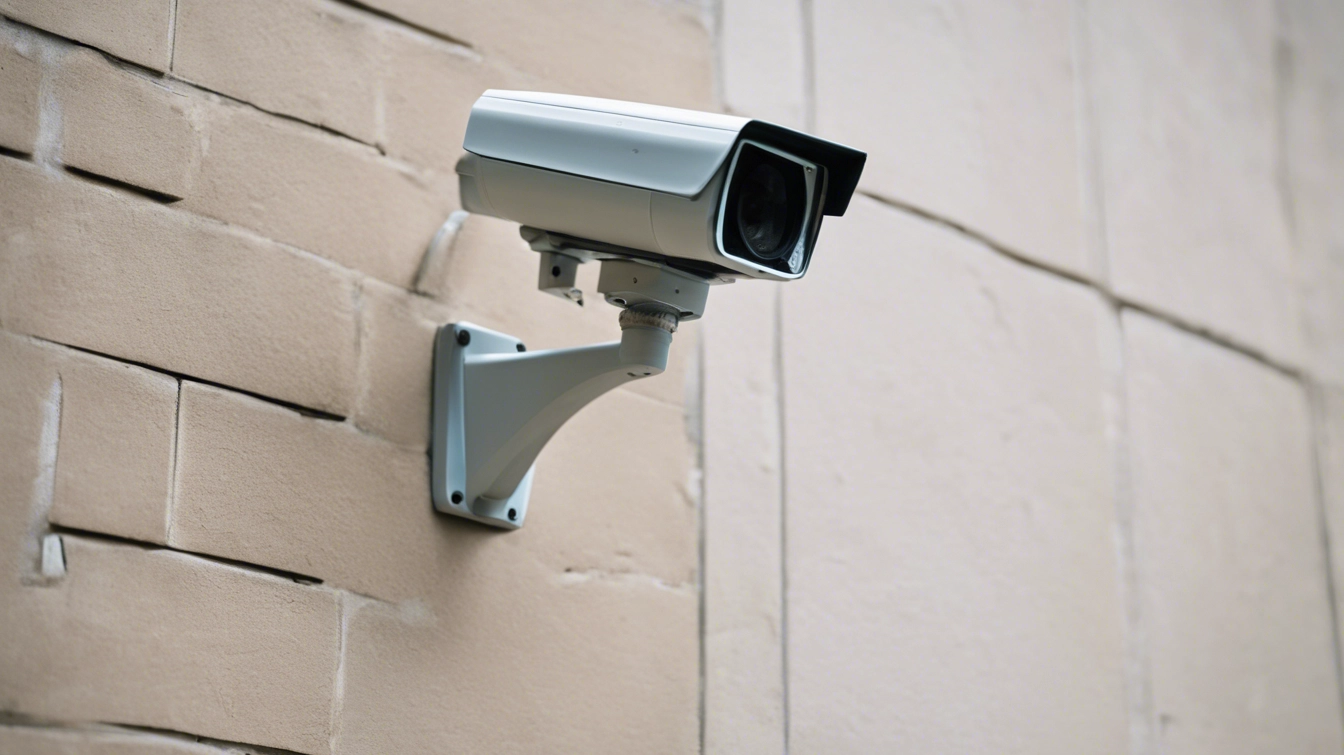 Outdoor CCTV camera installed on a property wall